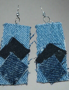 tri color denim earring