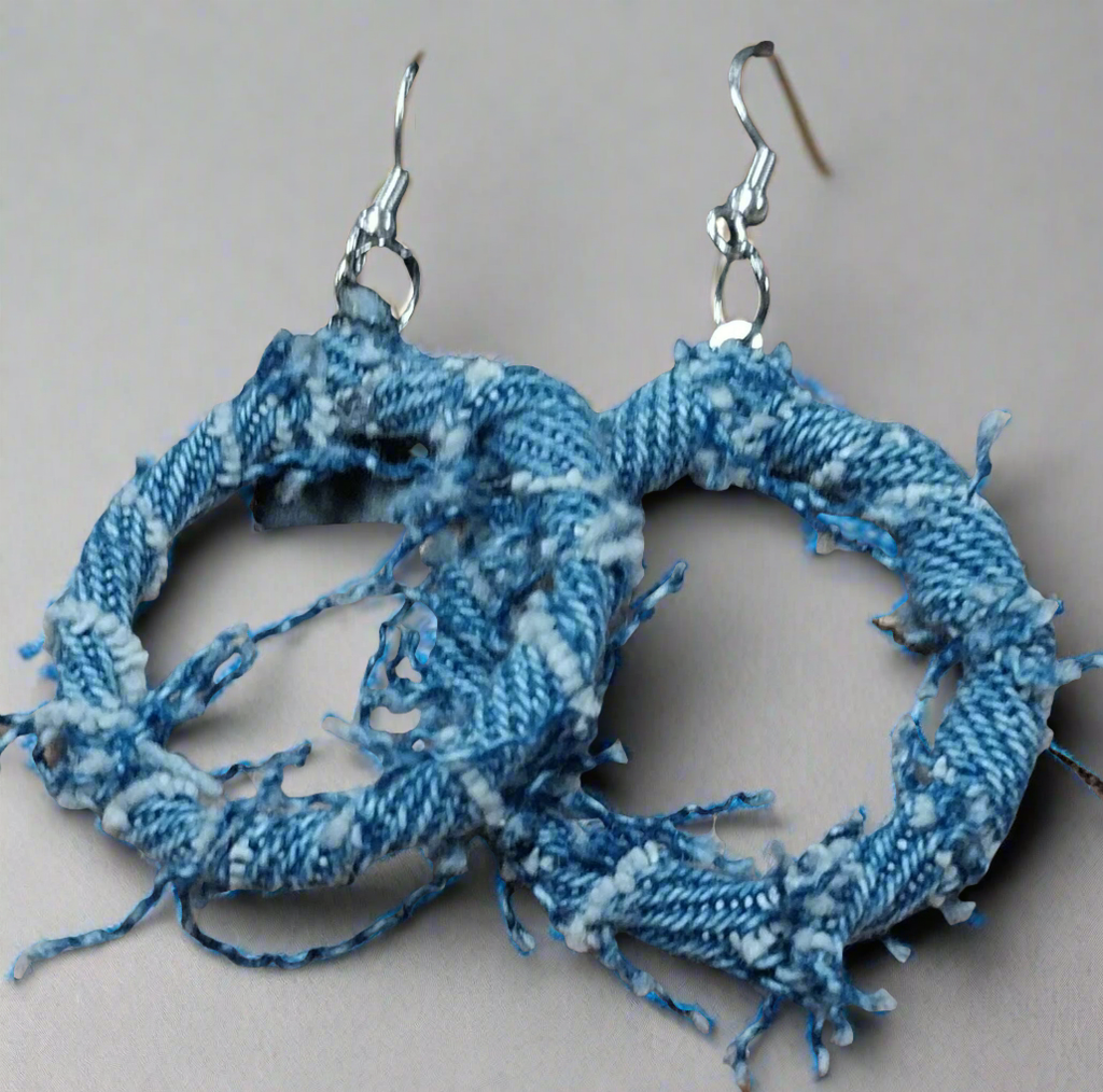 light denim wrapped earrings