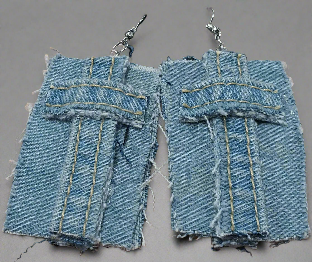 denim cross earring