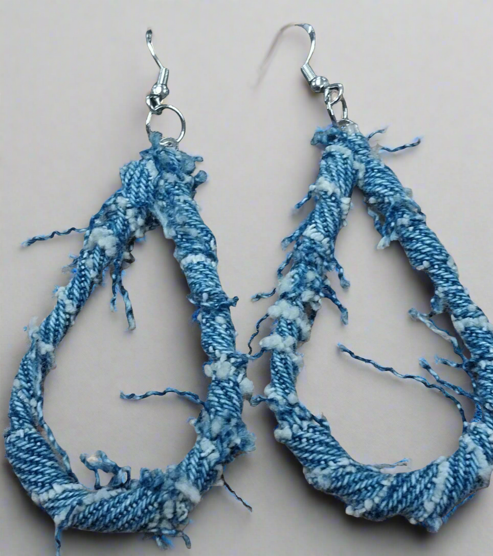 denim wrap earrings